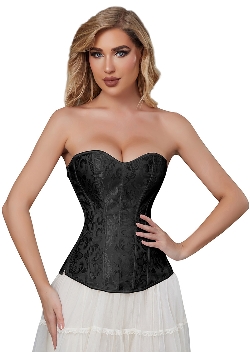 Zipper Closure Brocade Curves Corset