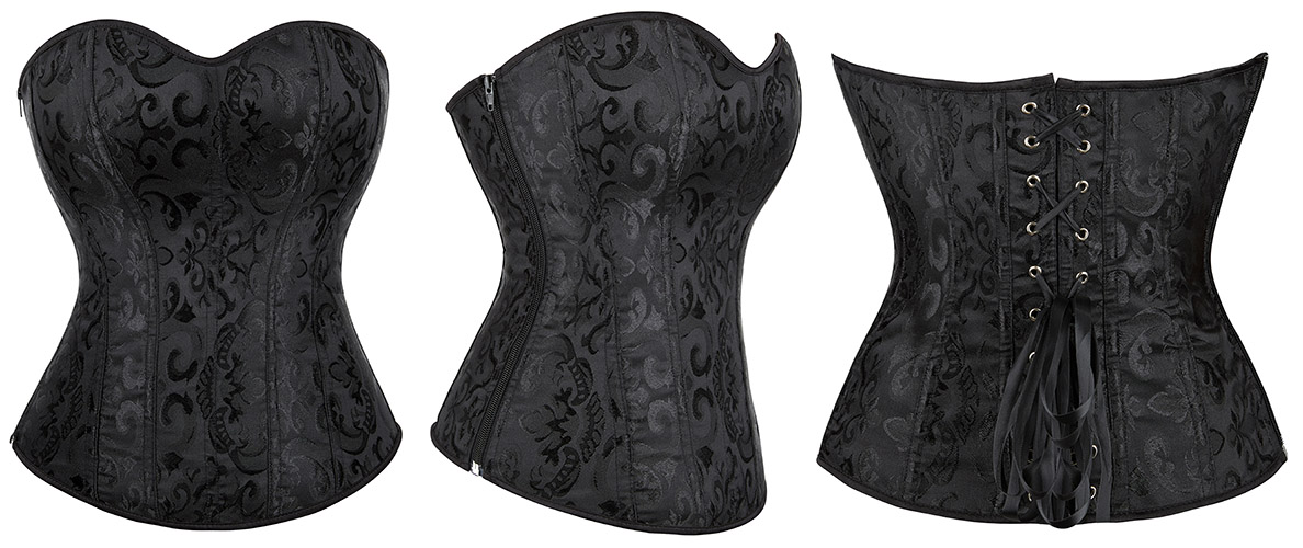 Zipper Closure Brocade Curves Corset