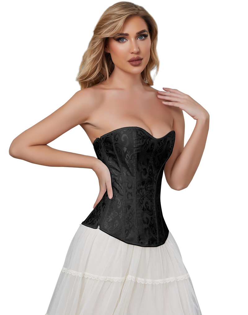 Zipper Closure Brocade Curves Corset