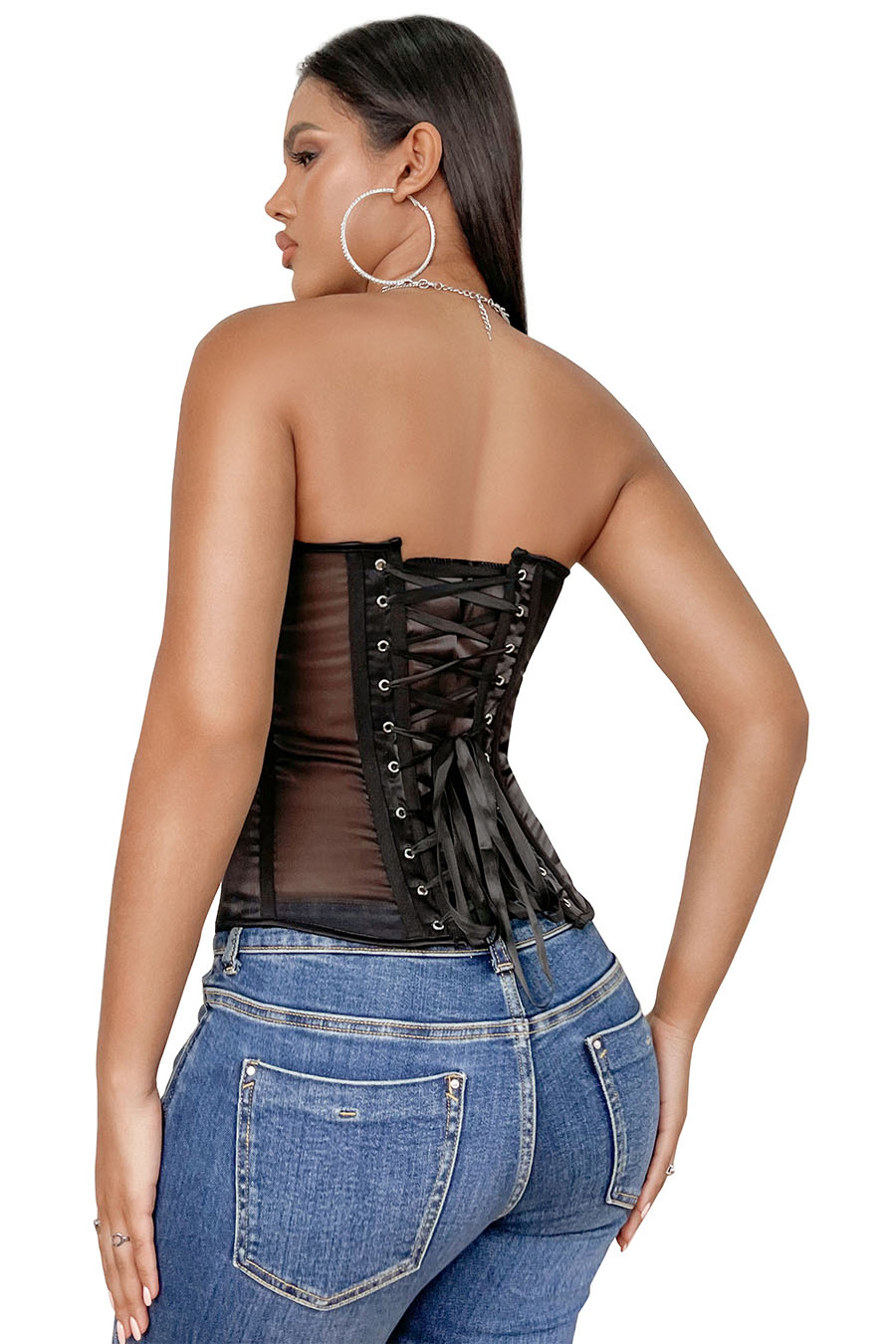 Black Mesh Corset Top