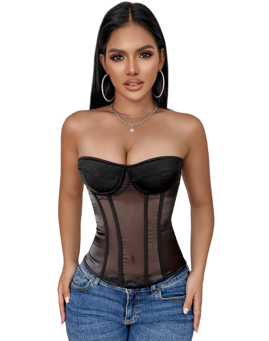 Black Mesh Corset Top