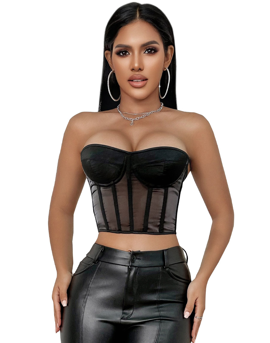 Mesh Corset Crop Top