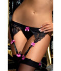 Garters With Bow Details & Matching G-string Black