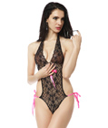 Lace Halter Teddy Black