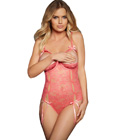 Pink Sexy Open Cup Lace Teddy