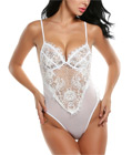 Eyelash Lace Teddy With Mesh White