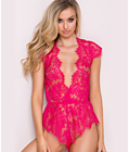 Eyelash Lace Romper Red