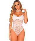 Floral Lace Bustier Bodysuit White