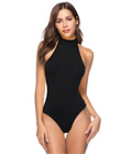 Halter Sleeveless Bodysuit Black