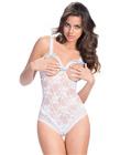 Open Cup Lace Teddy White