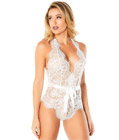 Eyelash Lace Halter Teddy White