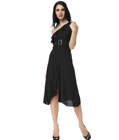 One Shoulder Buckle Gown Black