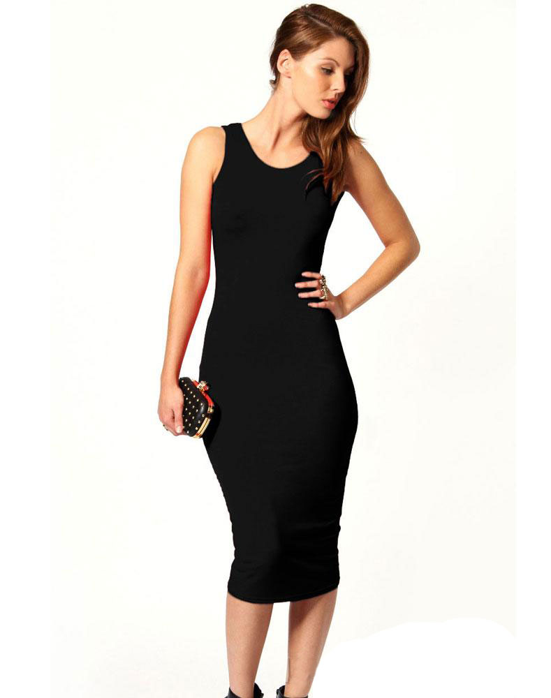 Elegant Slim Backless Dress Black