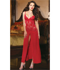 Lace and Chiffon Gown Red