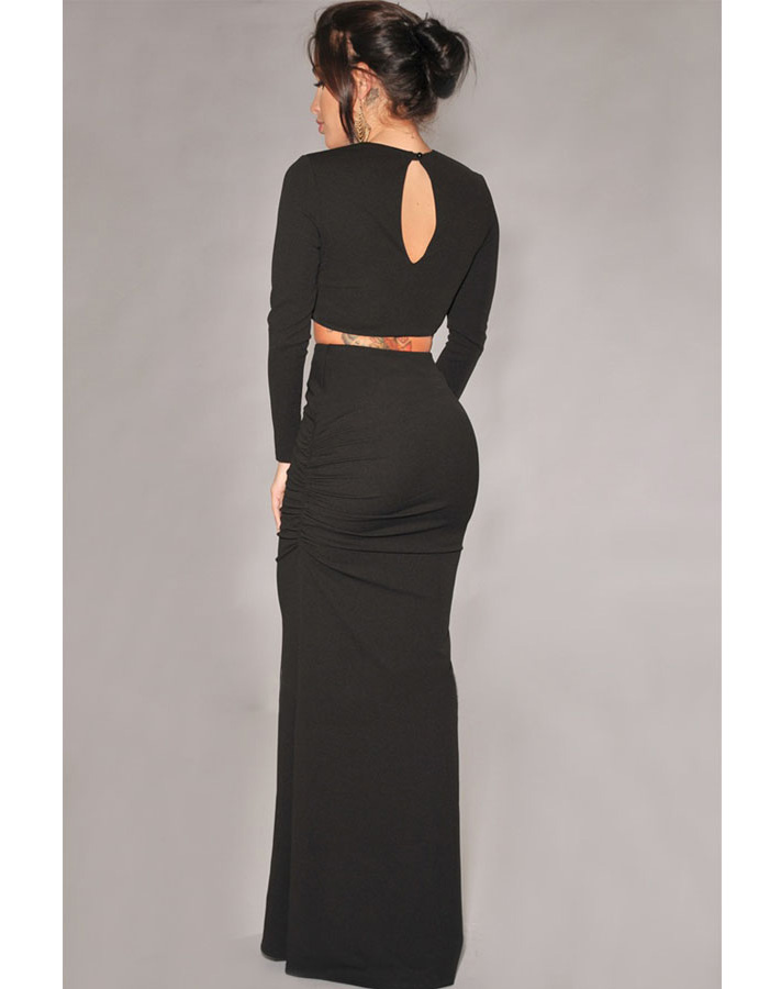 Crop Top Maxi Skirt Set Black Wholesale Lingerie,Sexy Lingerie,China