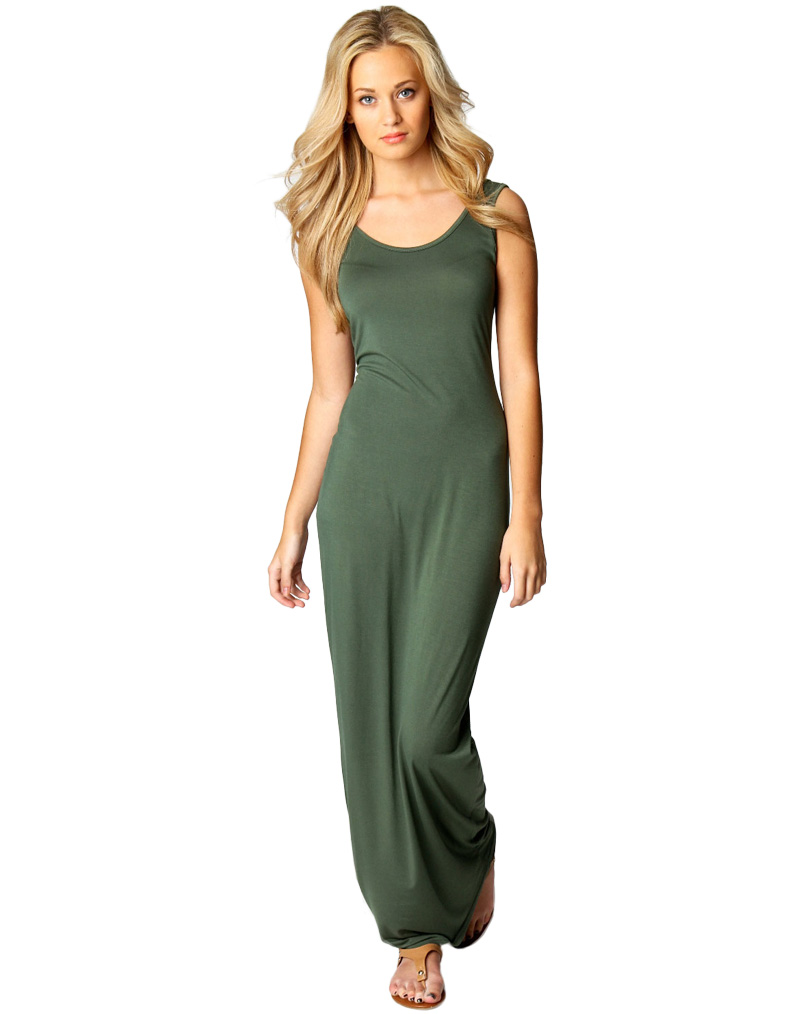 Simple Casual Maxi Long Dress Green