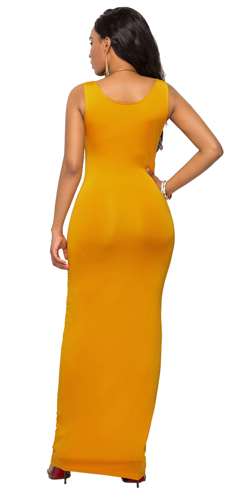 Simple Casual Maxi Long Dress Yellow