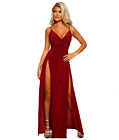 Burgundy High Split Maxi Dress