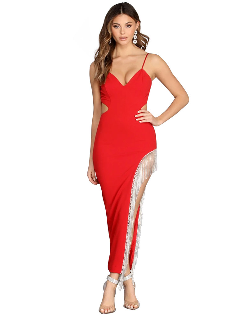 Slit Maxi Dress Red