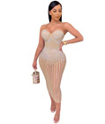 Starlight Mesh Rhinestone Gown Apricot