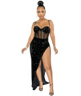 Striking Sequin Party Gown Black