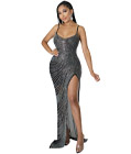 Rhinestone Bodycon Gown Black