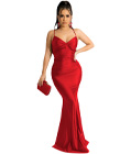 Backless Evening Satin Dress Red