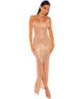 Floor Length Sequins Dress Gold