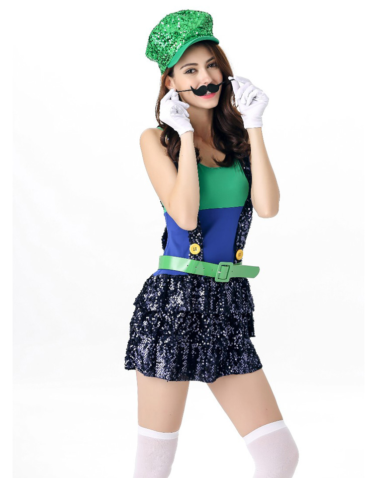 Mario Luigi Plumber Sequin Costume Green