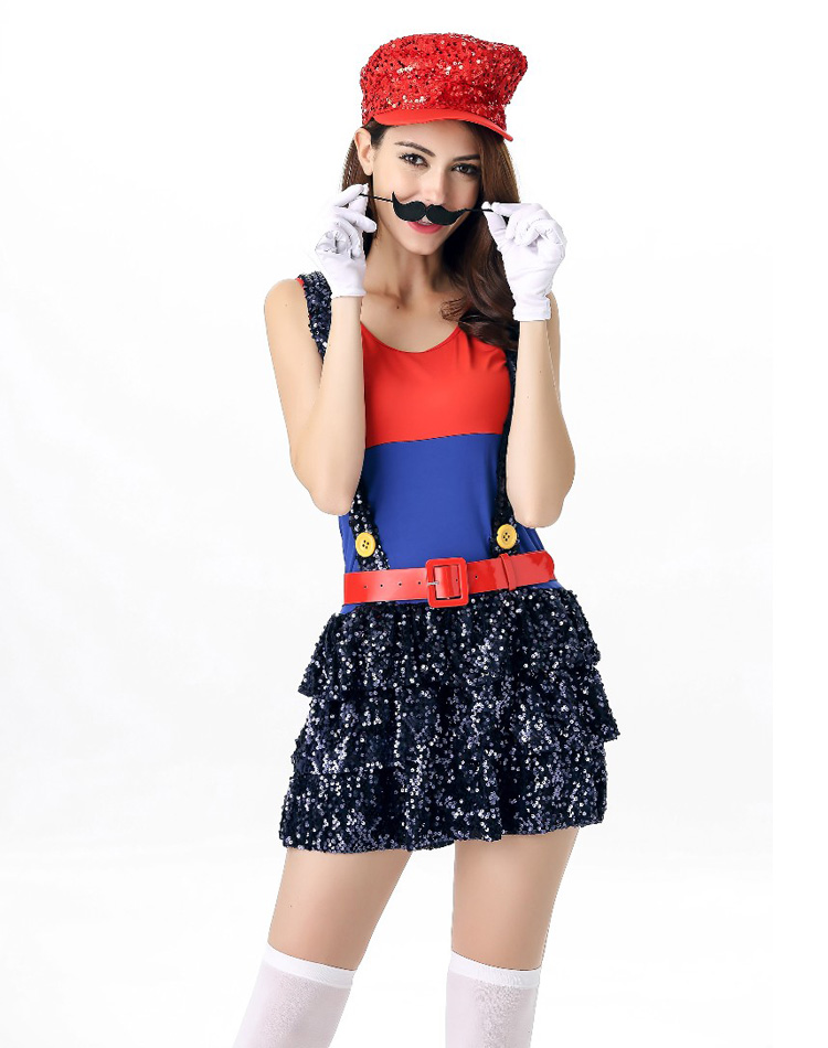 Mario Luigi Plumber Sequin Costume Red