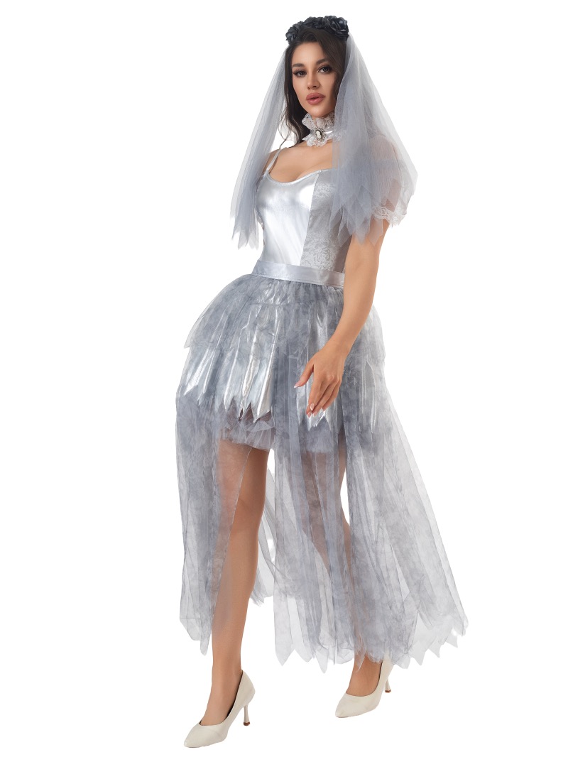 Zombie Bride Costume Silver