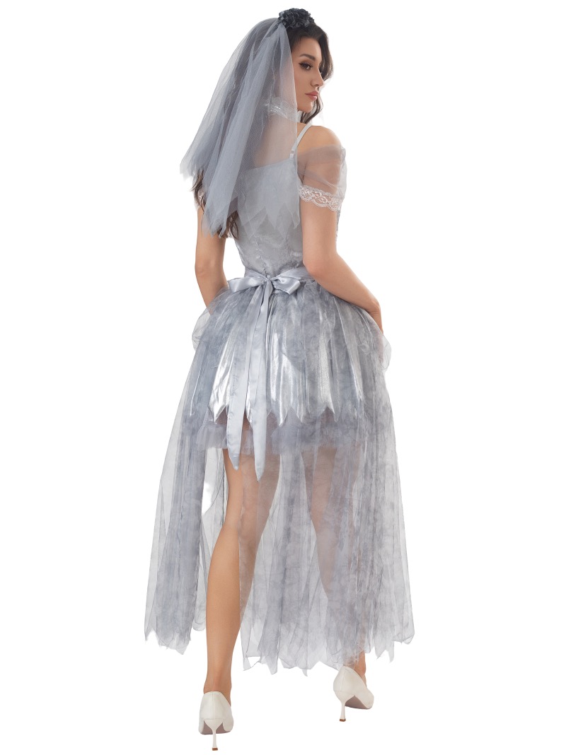 Zombie Bride Costume Silver