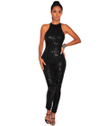 Sequin Metallic Jumpsuit Black