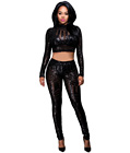 Sequins Crop Top Bodysuit Black