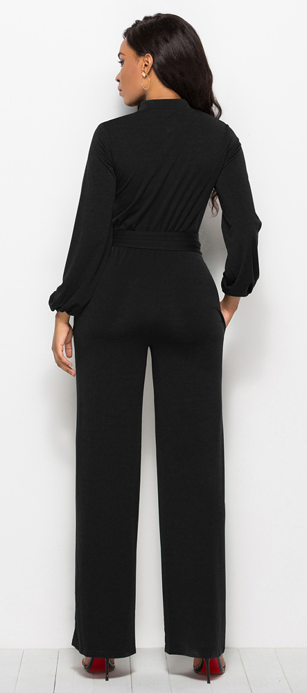 Elegant Office Lady Jumpsuit Black