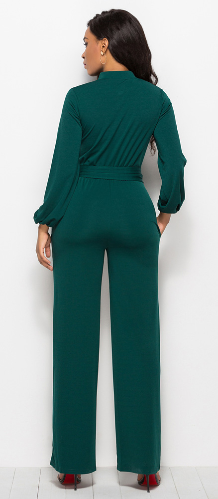 Elegant Office Lady Jumpsuit Green