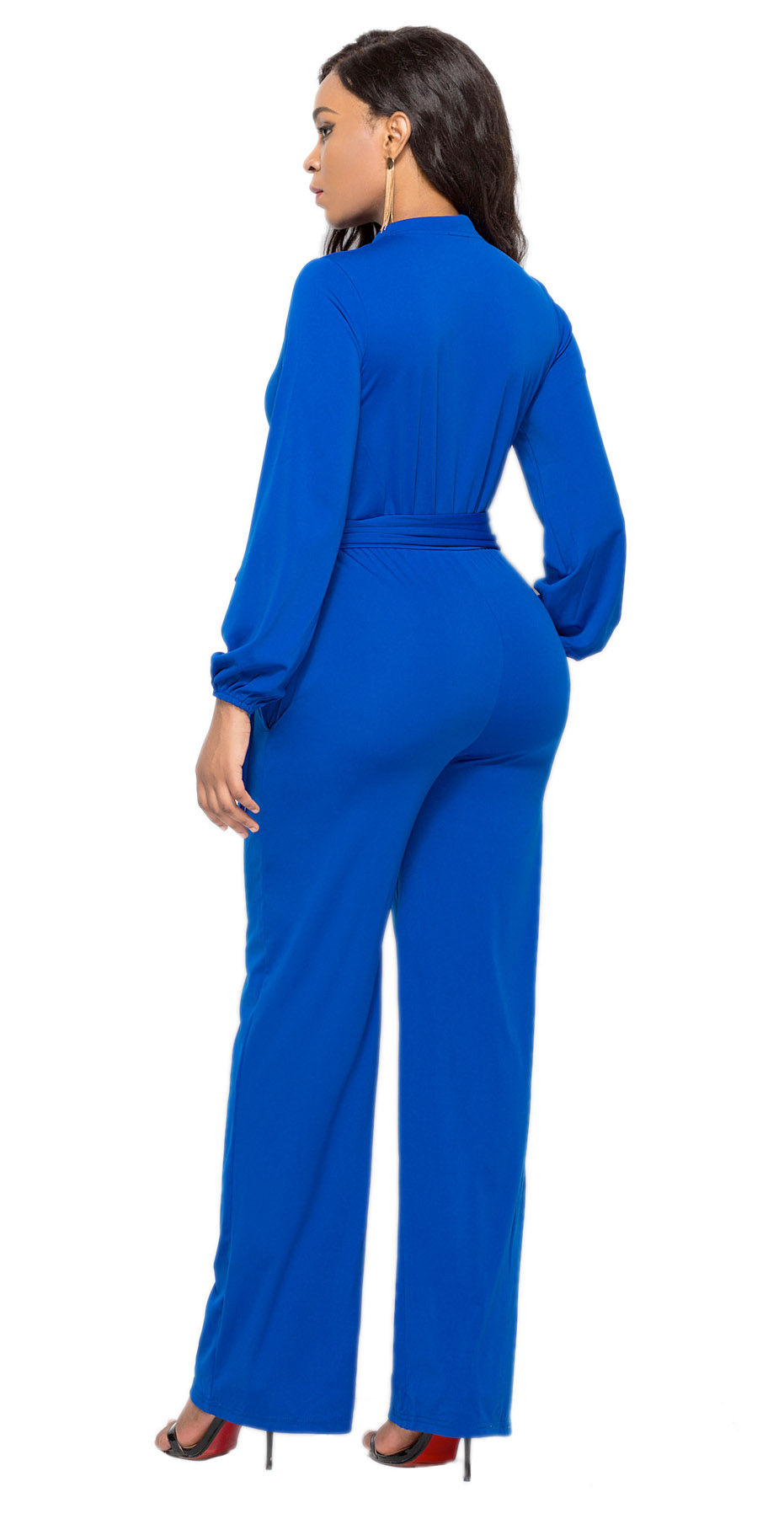 Elegant Office Lady Jumpsuit Blue