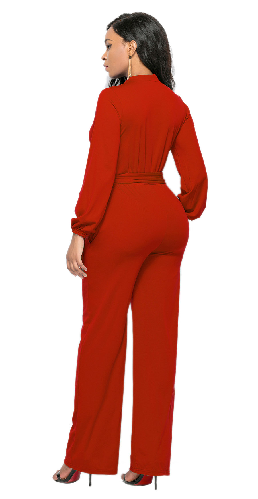 Elegant Office Lady Jumpsuit Red