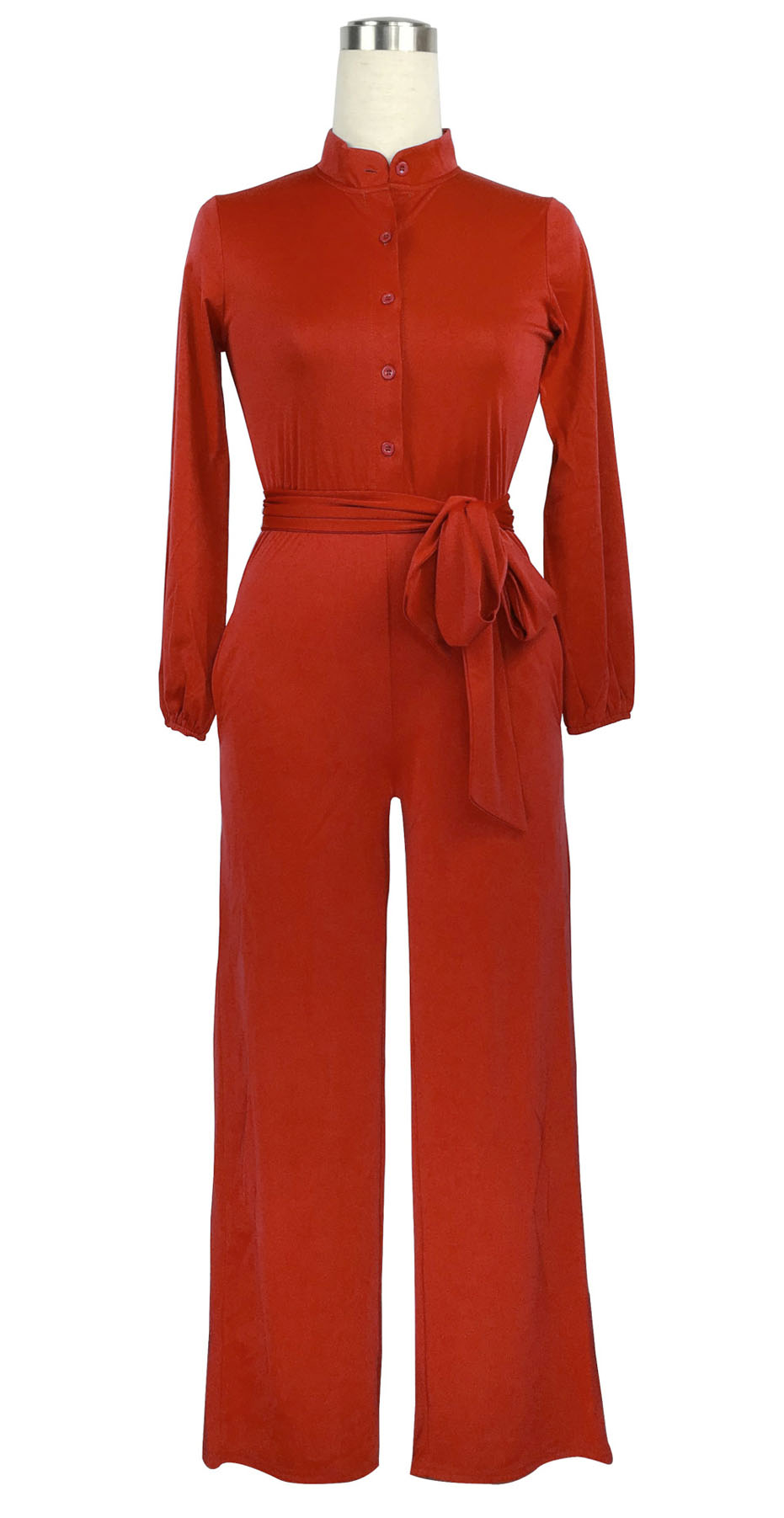 Elegant Office Lady Jumpsuit Red