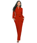 Elegant Office Lady Jumpsuit Red