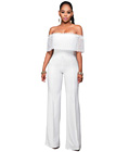 Off Shoulder Lace Top Jumpsuit White