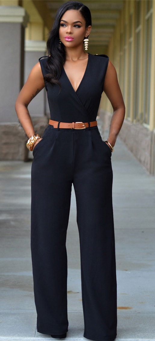 Slim Fit Elegant Jumpsuit Black