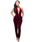 Burgundy Velvet Jumpsuit