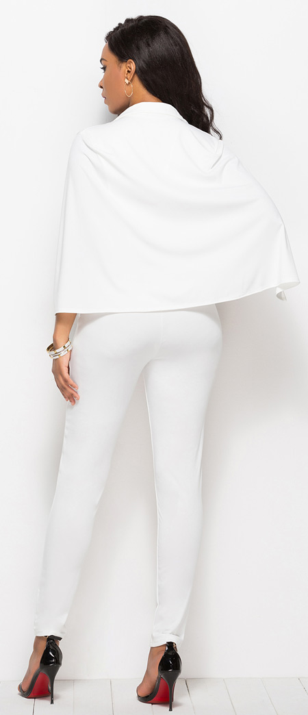 Sexy Deep V Neck Jumpsuit White