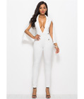 Sexy Deep V Neck Jumpsuit White