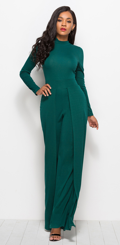 Casual Sheath Jumpsuit Green