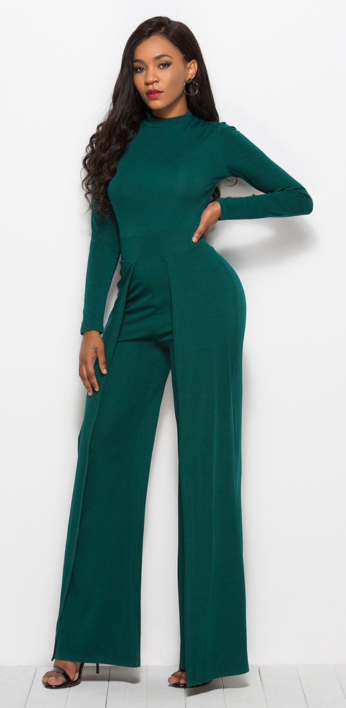 Casual Sheath Jumpsuit Green