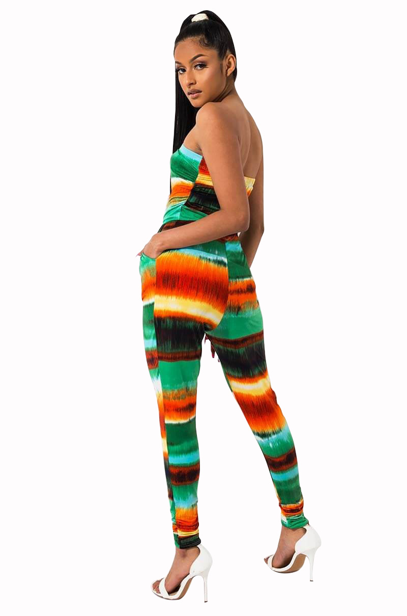 Colorful Stripe Print Jumpsuit