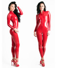 Wet Look PVC Leather Jumpsuit Red