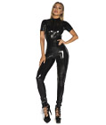 Wet Look Jumpsuit Black